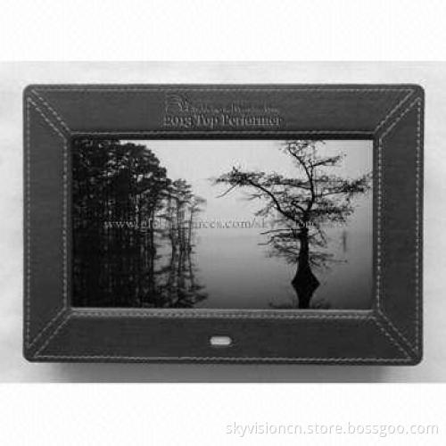 7-inch Wooden/Leather Digital Photo Frame, Multimedia Function with Slim Body